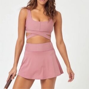 L*space Small Riggs Skort and Bobby bra set Rose NWT